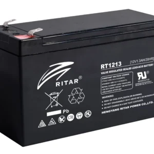 BATERIA RP VRLA 12V 1.3AH TERMINAL F1 / PESO 0.52KG / MEDIDAS 98x43.5x53x(59)MM