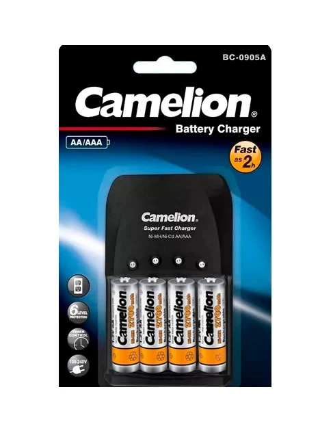CARGADOR RÁPIDO DE BATERÍAS CAMELION INCLUYE (4xAA2700)